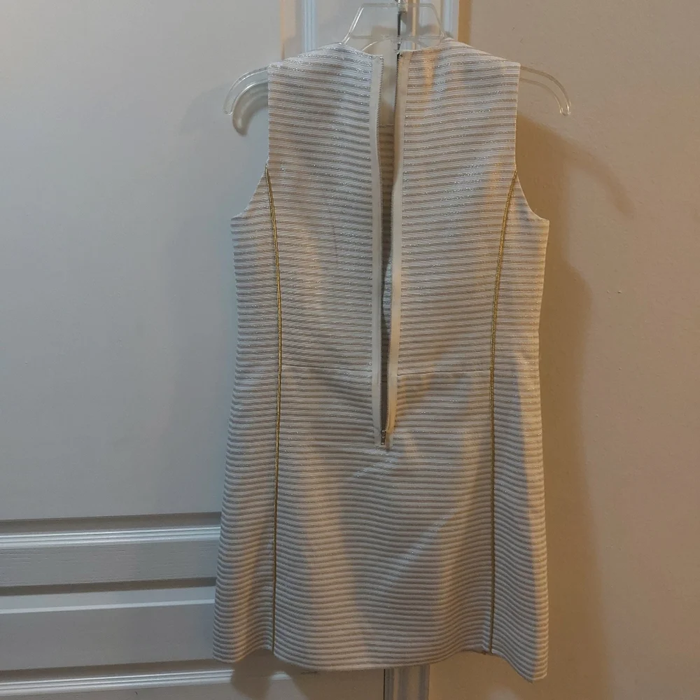 PUNCH A line Gold and Cream Over The Knee length Dress Size 4 - Picture 4 of 12